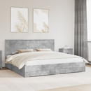 vidaXL Ágykeret fejtámlával fiókkal Beton Szürke 200 x 200 cm Faanyag