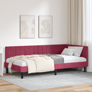 vidaXL Sarokágy keret fejtámlával Bordó 100 cm x 200 cm Bársony