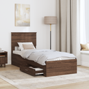 vidaXL Ágykeret fiókkal Barna tölgy és ezüst 75 x 190 cm Szerelt Fa