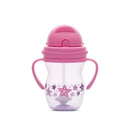 Baby Care szívószálas itató fogantyúval 275ml - Pink/Purple