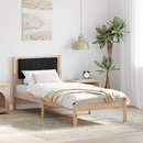 vidaXL Ágykeret Kárpitozott Fejtámlával fejtámlával Fekete 80 x 200 cm