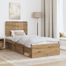 vidaXL Ágykeret fejtámlával Művészi tölgy 75 x 190 cm Tömör fenyőfa