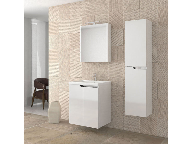 PIRAMIDA AKVA Tükrös fürdőszobai szekrény LED világítással - 60 x 69 x 13 cm