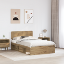vidaXL Ágykeret fejtámlával Művészi tölgy 135 x 190 cm Tömör fenyőfa