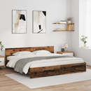 vidaXL Ágykeret LED -es lámpákkal Öreg fa 180 x 200 cm Faanyag