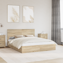 vidaXL Tárolós Ágy fejtámlával Sonoma tölgy 160 x 200 cm Faanyag