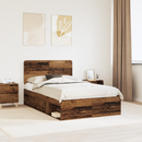 vidaXL Ágykeret fejtámlával Öreg fa 135 x 190 cm Tömör fenyőfa