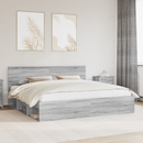 vidaXL Ágykeret fejtámlával Szürke Sonoma 200 x 200 cm Tömör fenyőfa
