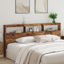 vidaXL Fejtámla LED -es lámpákkal Öreg fa 220 x 17 x 102 cm Faanyag
