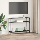 vidaXL Konzolasztal polcokkal Fekete tölgy 100 x 29 x 75 cm Faanyag