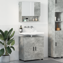 vidaXL Fürdőszoba bútor szett ajtóval 2 pcs Beton Szürke Faanyag & Fém