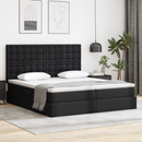 vidaXL Ágy tárolóval és LED lámpával Fekete 180 x 200 cm Műbőr