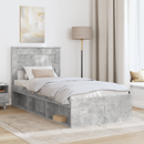 vidaXL Ágykeret fejtámlával Beton 90 x 200 cm Tömör fenyőfa