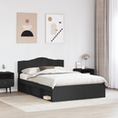 vidaXL Ágykeret fejtámlával Fekete 140 x 200 cm Tömör fenyőfa