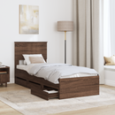 vidaXL Ágykeret fiókkal fejtámlával Barna Tölgy 75 x 190 cm Mérnöki Fa