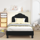 vidaXL Gyerekágy kerettel fejtámlával Fekete 90 x 190 cm Bársony