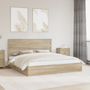 vidaXL Tárolós Ágy fejtámlával Sonoma tölgy 180 x 200 cm Faanyag