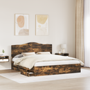 vidaXL Ágykeret fiókkal tárolóval Füstös Tölgy 180 x 200 cm Mérnöki Fa