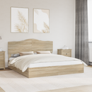 vidaXL Tárolós Ágy fejtámlával Sonoma tölgy 180 x 200 cm Faanyag
