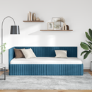vidaXL Sarokágy keret fejtámlával Kék 80 cm x 200 cm Bársony