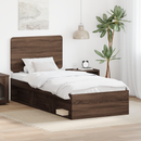 vidaXL Ágykeret fejtámlával Barna Tölgy 75 x 190 cm Tömör fenyőfa