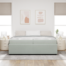 vidaXL Ágykeret matracmal Világosszürke 200 x 200 cm szövet