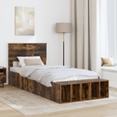 vidaXL Ágykeret polcokkal tárolóval Füstölt tölgy 90 x 190 cm Faanyag