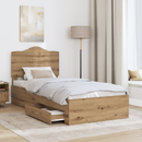 vidaXL Ágykeret fejtámlával fiókkal Artisan tölgy 90 x 200 cm Faanyag