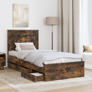vidaXL Ágykeret fiókkal tárolóval Füstölt tölgy 75 x 190 cm Mérnöki Fa