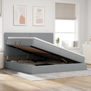 vidaXL Ágy tárolóval és matraccal matracmal Világosszürke 200 x 200 cm