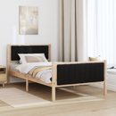 vidaXL Ágykeret fejtámlával Barna és fekete 100 x 200 cm Tömör fenyőfa