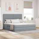 vidaXL LED tárolós ágy matraccal Világosszürke 180 x 200 cm Szövet
