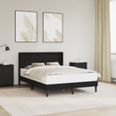 vidaXL Ágykeret LED szalagokkal fejtámlával Fekete 140 x 200 cm Műbőr
