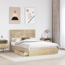 vidaXL Tárolós Ágy fejtámlával Sonoma tölgy 160 x 200 cm Faanyag