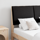 vidaXL Kárpitozott fejtámla Fekete 135 cm Tömör fenyőfa