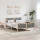 vidaXL Ágykeret fejtámlával Világosszürke 140 x 190 cm Tömör fenyőfa