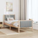 vidaXL Ágykeret Barna és világosszürke 75 x 190 cm Tömör fenyőfa