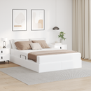 vidaXL Ágy tárolóval és matraccal matracmal tárolóval 2 pcs Fehér Bőr