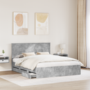 vidaXL Ágykeret fiókkal tárolóval Beton Szürke 160 x 200 cm Mérnöki Fa