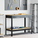 vidaXL Munkapad fiókkal Fekete 114 x 54 x 91 cm Mérnöki fa és fém