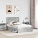 vidaXL Tárolós Ágy fejtámlával Beton Szürke 135 x 190 cm Faanyag