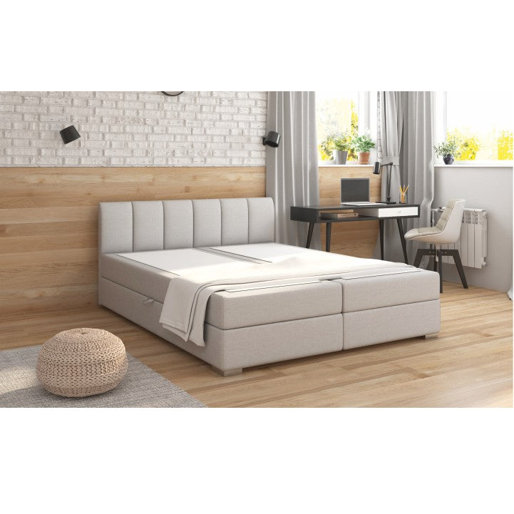 Boxspring ágy 160x200, világosszürke, RIANA KOMFORT