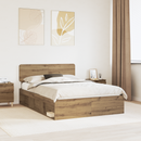 vidaXL Ágykeret fejtámlával Művészi tölgy 140 x 190 cm Tömör fenyőfa