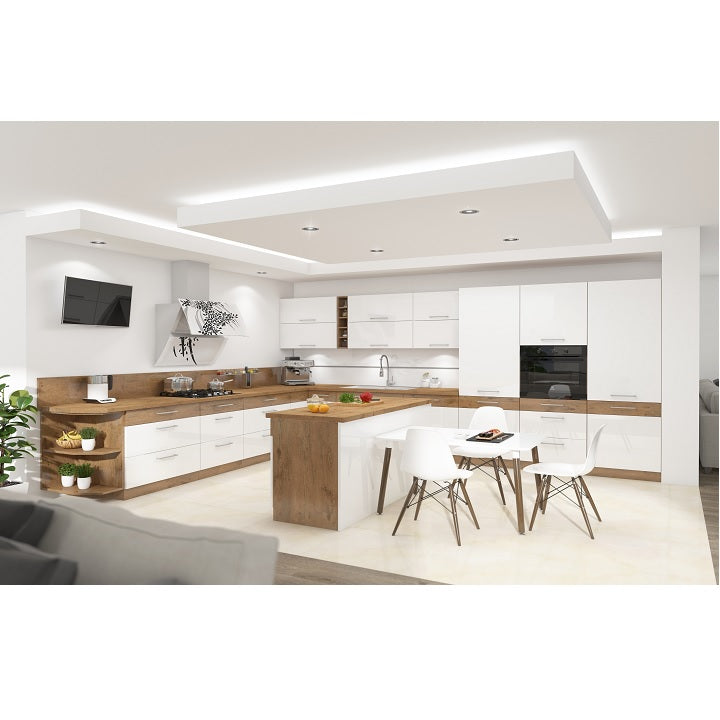 Ajtó beépített mosogatógépre, lancelot tölgy/ fehér extra magas fényű HG, VEGA ZM 570x446
