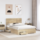 vidaXL Ágykeret fejtámlával fiókkal Sonoma tölgy 140 x 190 cm Faanyag