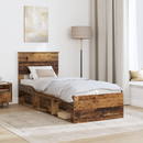 vidaXL Ágykeret fejtámlával Öreg fa 75 x 190 cm Tömör fenyőfa