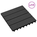 vidaXL Faszegély járólap 11 pcs Fekete 30 x 30 cm WPC