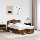 vidaXL Ágykeret fejtámlával fiókkal Füstölt tölgy 135 x 190 cm Faanyag