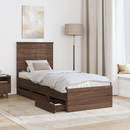 vidaXL Ágykeret fiókkal fejtámlával Barna Tölgy 75 x 190 cm Mérnöki Fa