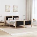 vidaXL Ágykeret fejtámlával Barna és fekete 140 x 200 cm Tömör fenyőfa